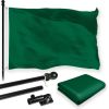 Combo Pack 6 Ft Tangle Free Spinning Flagpole Black Solid Dark Green Solid Dark Green Flag 3x5 ft Printed 150D Brass Grommets Flag Included Aluminum F