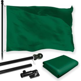 Combo Pack 6 Ft Tangle Free Spinning Flagpole Black Solid Dark Green Solid Dark Green Flag 3x5 ft Printed 150D Brass Grommets Flag Included Aluminum F