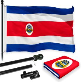 Combo Pack 6 Ft Tangle Free Spinning Flagpole Black Costa Rica Costa Rican Flag 3x5 ft Printed 150D Brass Grommets Flag Included Aluminum Flag Pole