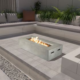 Rashid Rectangular Concrete Propane Fire Pit Table – Smokeless Outdoor Heater