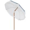 Outsunny Patio Shade: 7x7 ft, Stylish Blue Umbrella with Tilt and Vent, Fringed Ruffles for Enhanced Outdoor Decor|