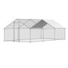 Metal Chicken Coop 9.8x19.6x6.5 ft Walk-in Chicken Run with Cover Spire Roof