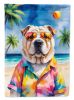 Shar Pei Summer Beach Time House Flag Large Porch Sleeve Pole Decorative Outside Yard Banner Artwork Wall Hanging, Polyester, House Size, Multicolor