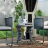 Outsunny 18" Wicker Outdoor Coffee Table, PE Rattan Patio Side Table with 2-Tier Storage, Composite Wood Top, Gray