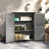 Outsunny Wood Storage Shed, Outdoor Garden Shed with Asphalt Roof, 2 Shelves, Lockable Doors and Adjustable Feet, Gray