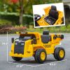 Qaba Caterpillar Licensed 12V Electric Ride on Excavator w/ Remote, Bucket, Shovel, Music, Loudspeaker for Ages 3-6, Yellow