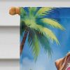 Shar Pei Summer Beach Time House Flag Large Porch Sleeve Pole Decorative Outside Yard Banner Artwork Wall Hanging, Polyester, House Size, Multicolor