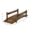 Outsunny 7.5' Wooden Garden Bridge with Planters on Safety Railings, Stained Finish Arc Footbridge for Backyards, Gardens and Streams