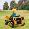 Qaba 12V Kids Dump Truck, Electric UTV w/ Electric Dump Bed, Shovel Spring Suspension & Music Player