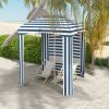 Outsunny Chic Beach Umbrella, 5.8ft, Blue-White Stripe, Airy Windows, Ruffles, Portable