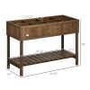 Outsunny Elevated Planter Box Stand Wooden with 8 Slots and Shelf Dark Brown for Garden Space Efficiency