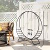 Outsunny 40" Firewood Rack with Waterproof Cover, Heavy Duty Wood Storage Holder Log Rack for Indoor Outdoor, Black