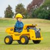 Qaba Caterpillar Licensed 12V Electric Ride on Excavator w/ Remote, Bucket, Shovel, Music, Loudspeaker for Ages 3-6, Yellow