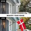 Combo Pack 6 Ft Tangle Free Spinning Flagpole Black Denmark Danish Flag 3x5 ft Printed 150D Brass Grommets Flag Included Aluminum Flag Pole