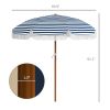 Outsunny Patio Shade: 7x7 ft, Stylish Blue Umbrella with Tilt and Vent, Fringed Ruffles for Enhanced Outdoor Decor|
