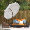 Outsunny Patio Shade: 7x7 ft, Stylish Blue Umbrella with Tilt and Vent, Fringed Ruffles for Enhanced Outdoor Decor|