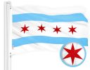 Combo Pack USA American Flag & Chicago Flag 3x5 Ft Embroidered 300D Polyester Indoor Outdoor Brass Grommets
