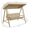 Outsunny Triple-Seater Garden Swing Bench with Sunshade & Detachable Padding, Sand Hue for Patio Leisure|