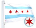 Combo Pack USA American Flag & Chicago Flag 2.5x4 Ft Embroidered Spun Polyester Indoor Outdoor Brass Grommets