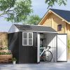 Outsunny 8' x 6' Metal Garden Storage Shed, Extra Large Outdoor Tool Storage House w/ Doors, Window and Air Vents, Dark Gray