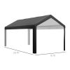 Outsunny 19.6' x 9.7' Carport Roof, UV Resistant Canopy Replacement, Fits 84C-378V00 and 84C-206 Series, Dark Gray